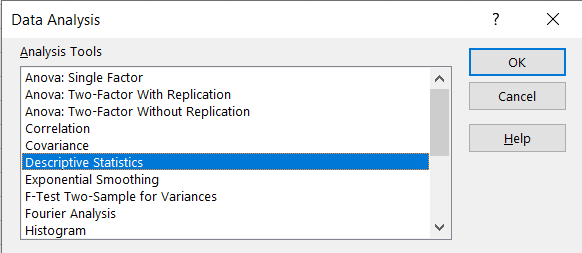 Screenshot of Excel pop-up window