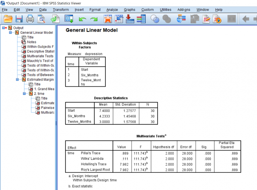 Screenshot of SPSS document